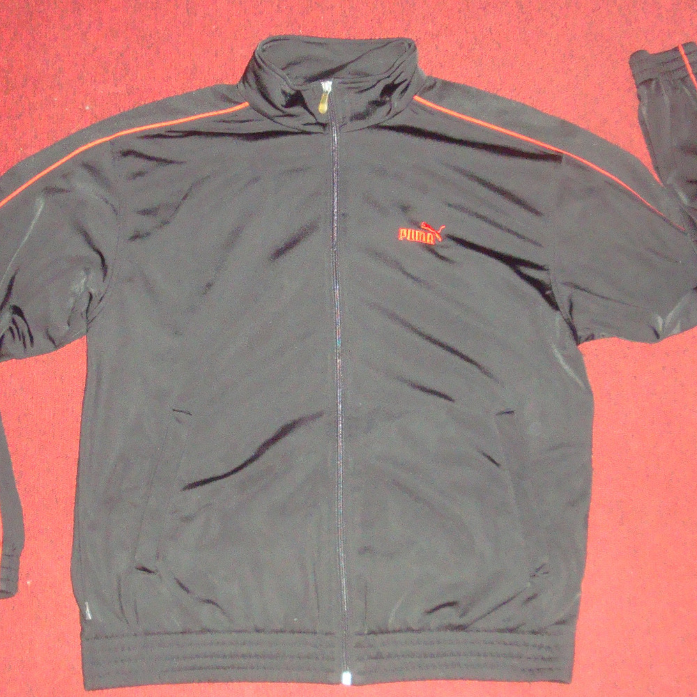 Vintage Mens Puma Black Red Full Zip Track Jacket